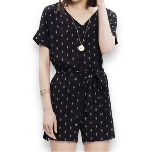 Madewell Black Diamond Stitch Perimeter Romper - Size Small